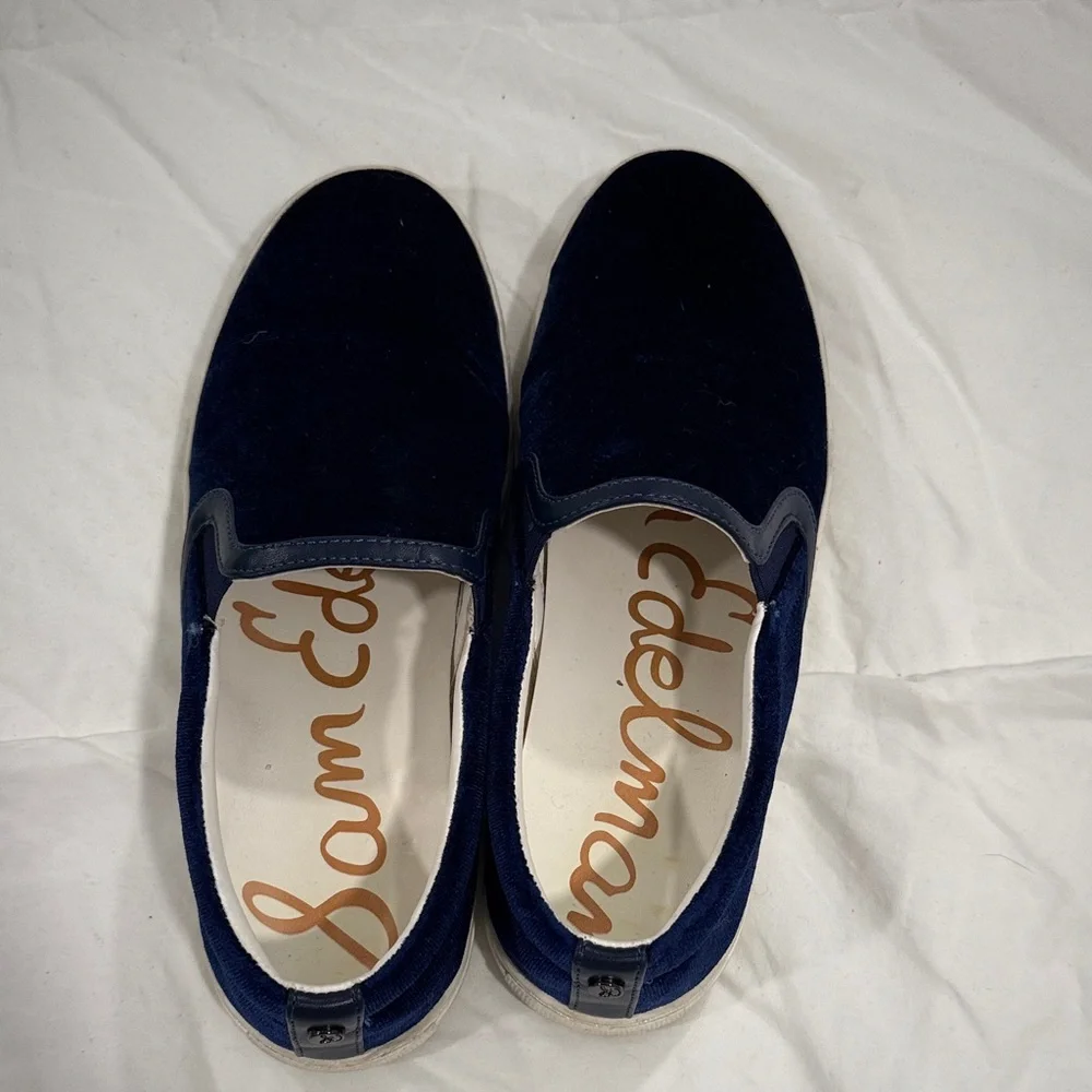 Sam Edelman Navy Velvet Slip-On Sneakers - Picture 4 of 4
